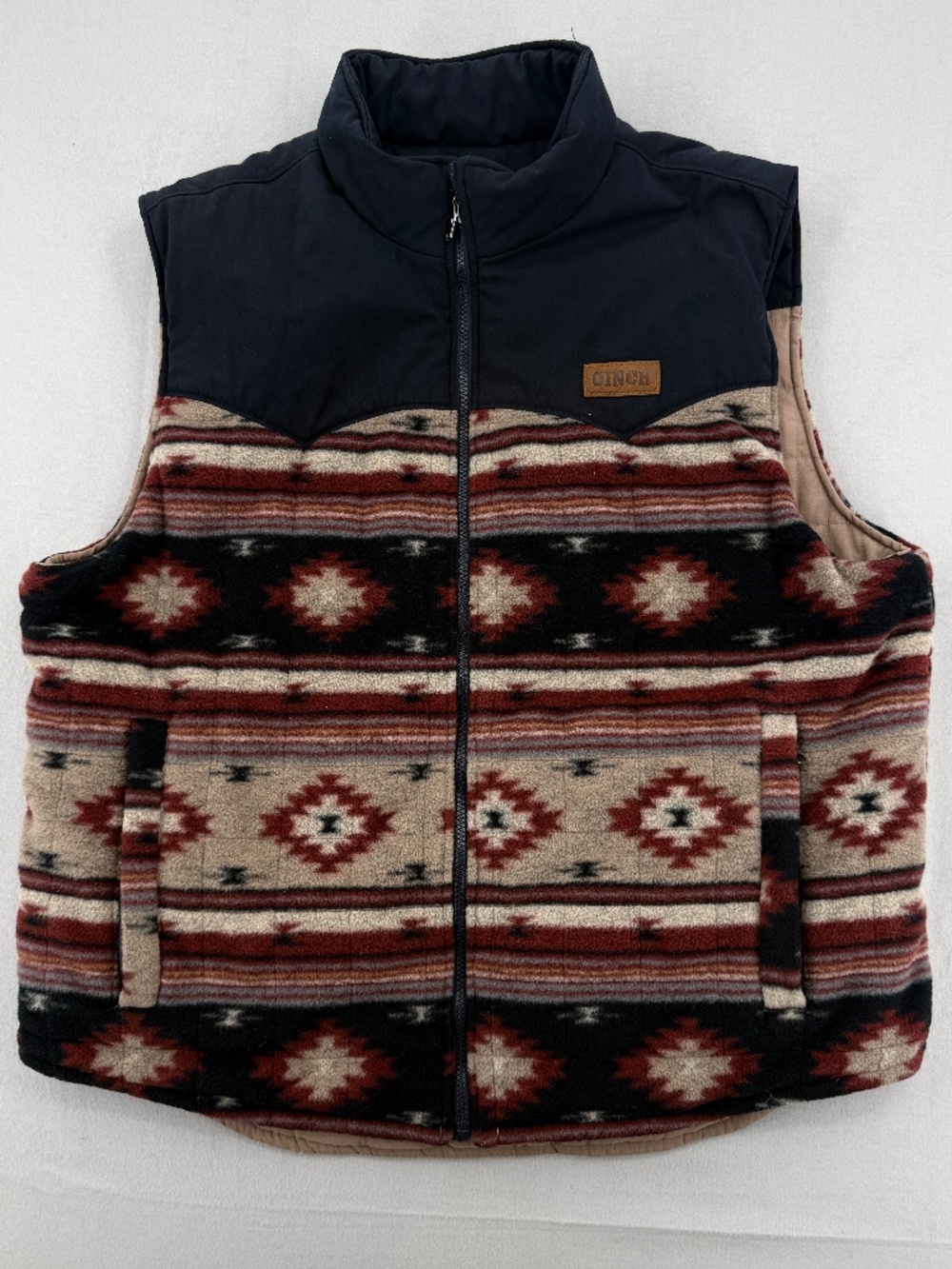Cinch Reversible Southwestern Tribal Pattern Fleece Quilted Puffer Vest Men 2XL